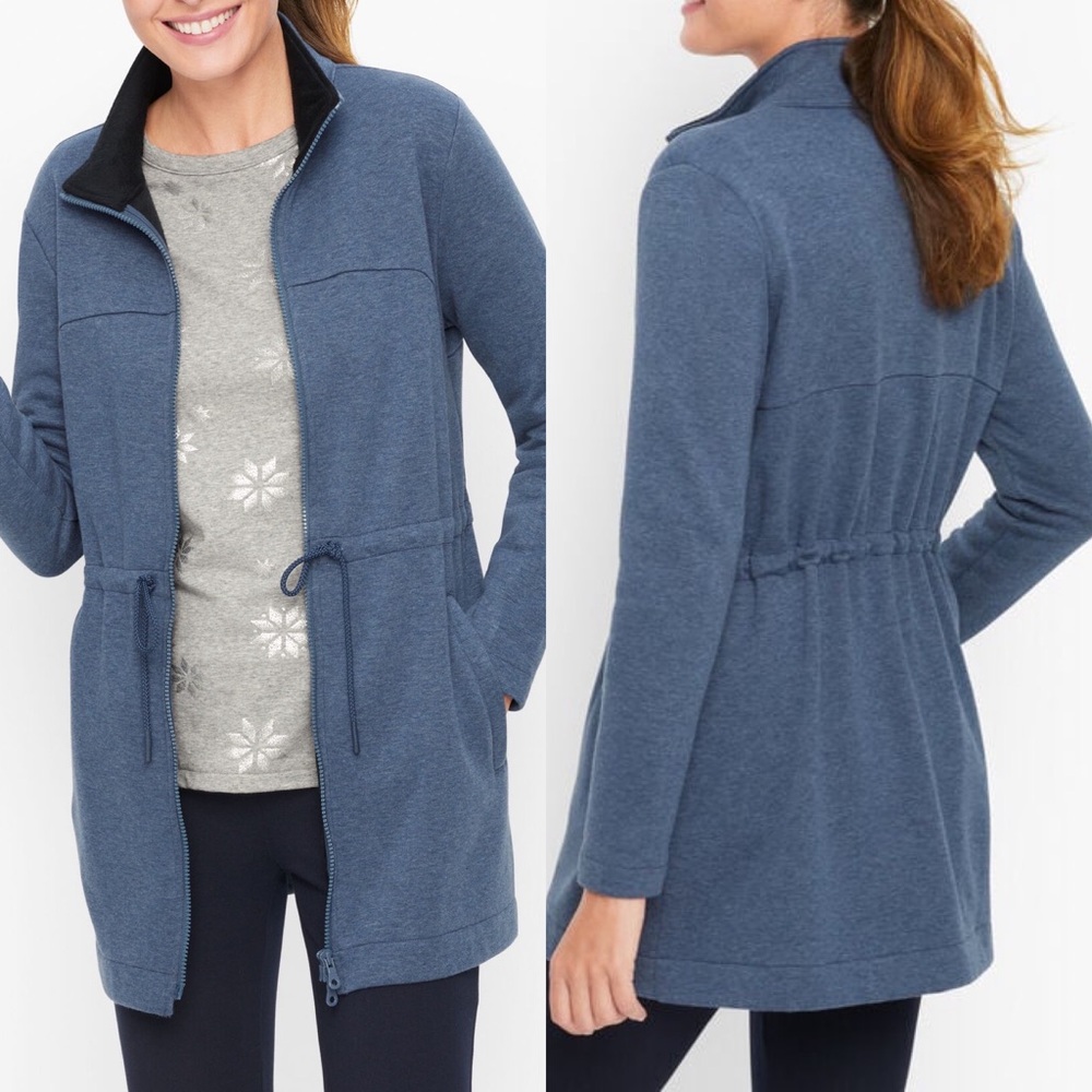 Talbots Cozy Fleece Full Zip Cinched Waist Jacket Sz S